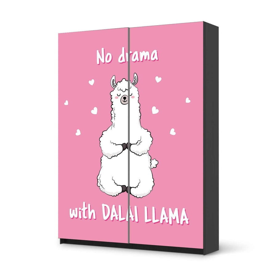 Möbel Klebefolie Dalai Llama - IKEA Pax Schrank 201 cm Höhe - Schiebetür 75 cm - schwarz