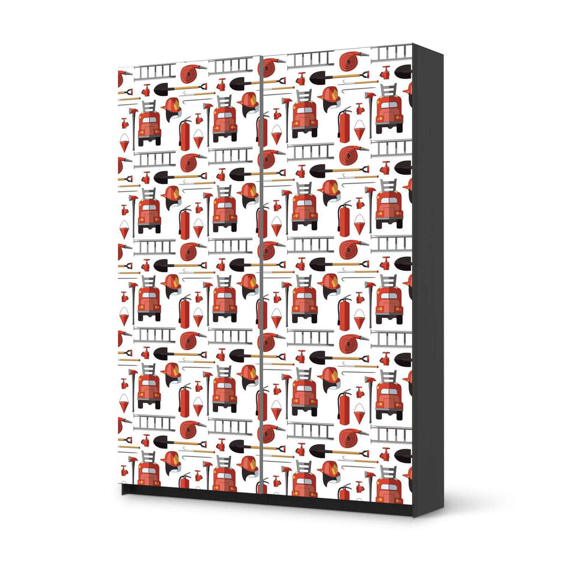 Möbel Klebefolie Firefighter - IKEA Pax Schrank 201 cm Höhe - Schiebetür 75 cm - schwarz