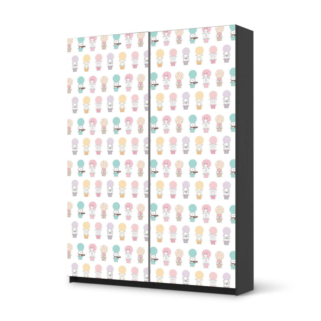 Möbel Klebefolie Flying Animals - IKEA Pax Schrank 201 cm Höhe - Schiebetür 75 cm - schwarz