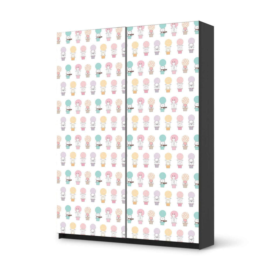Möbel Klebefolie Flying Animals - IKEA Pax Schrank 201 cm Höhe - Schiebetür 75 cm - schwarz