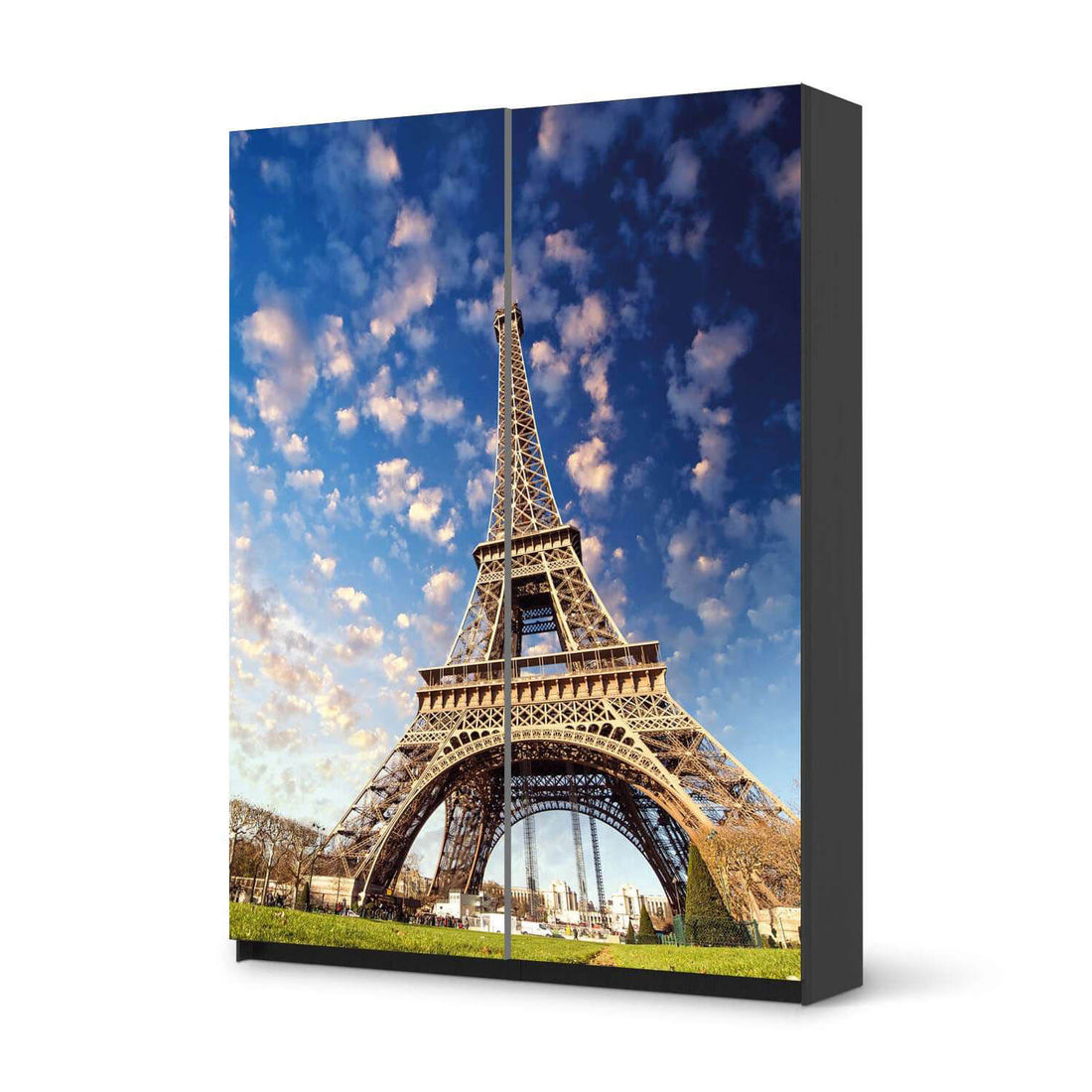Möbel Klebefolie La Tour Eiffel - IKEA Pax Schrank 201 cm Höhe - Schiebetür 75 cm - schwarz