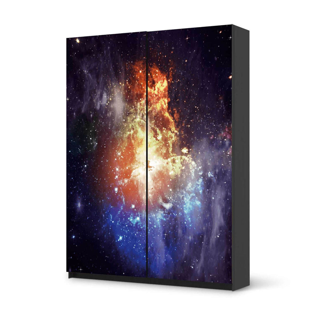 Möbel Klebefolie Nebula - IKEA Pax Schrank 201 cm Höhe - Schiebetür 75 cm - schwarz
