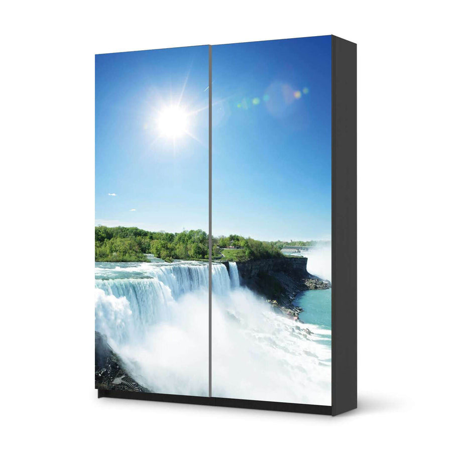 Möbel Klebefolie Niagara Falls - IKEA Pax Schrank 201 cm Höhe - Schiebetür 75 cm - schwarz