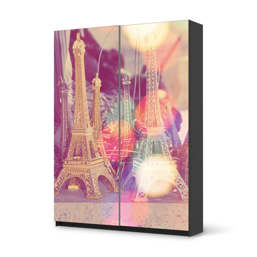 Möbel Klebefolie Paris - IKEA Pax Schrank 201 cm Höhe - Schiebetür 75 cm - schwarz