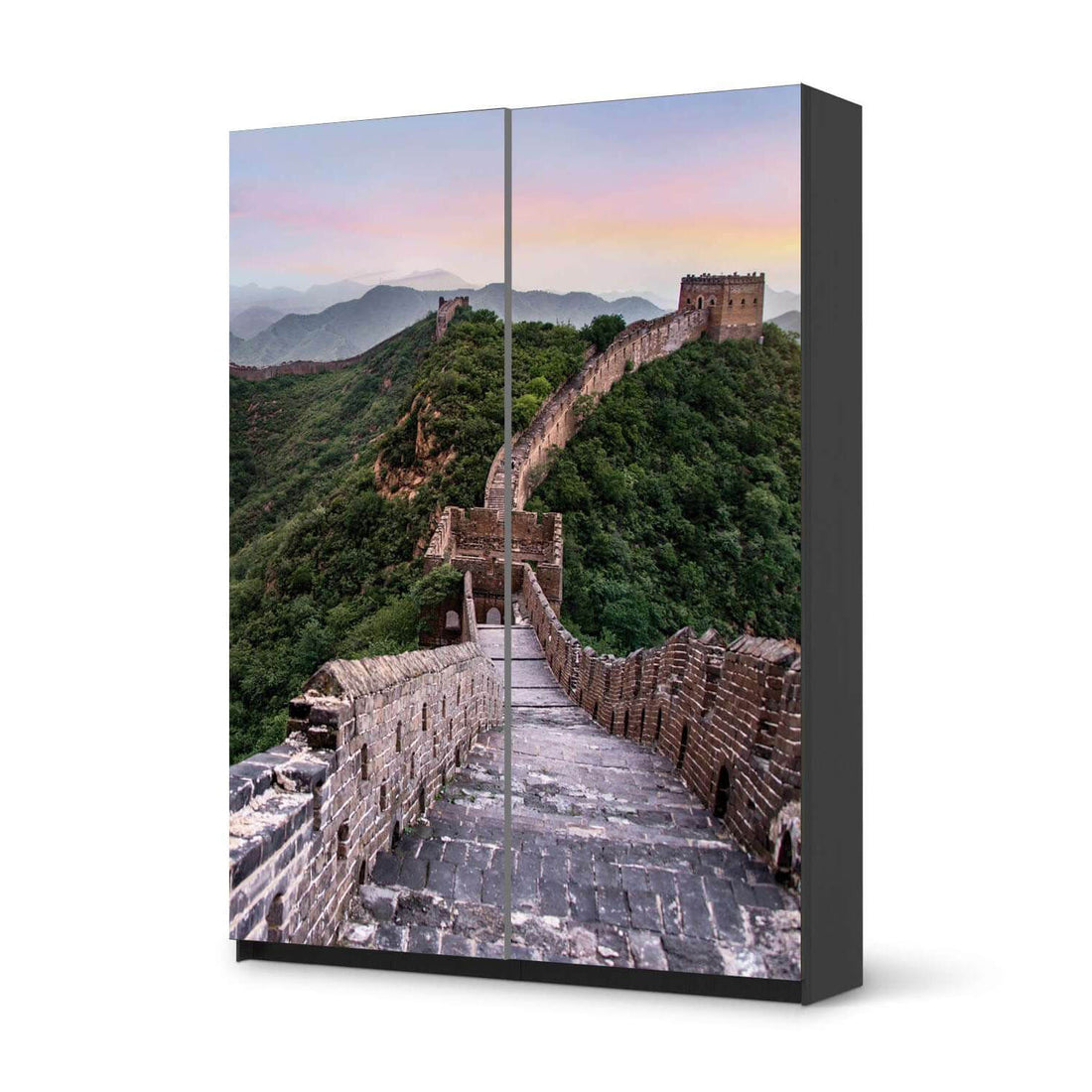 Möbel Klebefolie The Great Wall - IKEA Pax Schrank 201 cm Höhe - Schiebetür 75 cm - schwarz