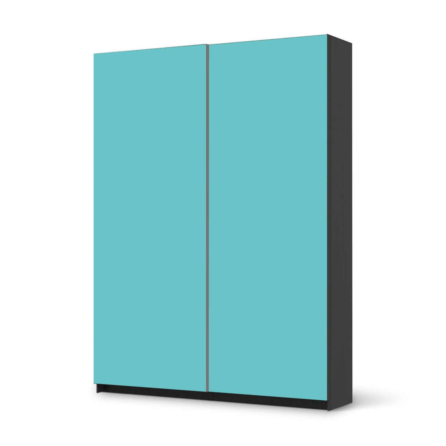 Möbel Klebefolie Türkisgrün Light - IKEA Pax Schrank 201 cm Höhe - Schiebetür 75 cm - schwarz