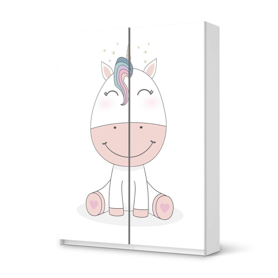 Möbel Klebefolie Baby Unicorn - IKEA Pax Schrank 201 cm Höhe - Schiebetür 75 cm - weiss