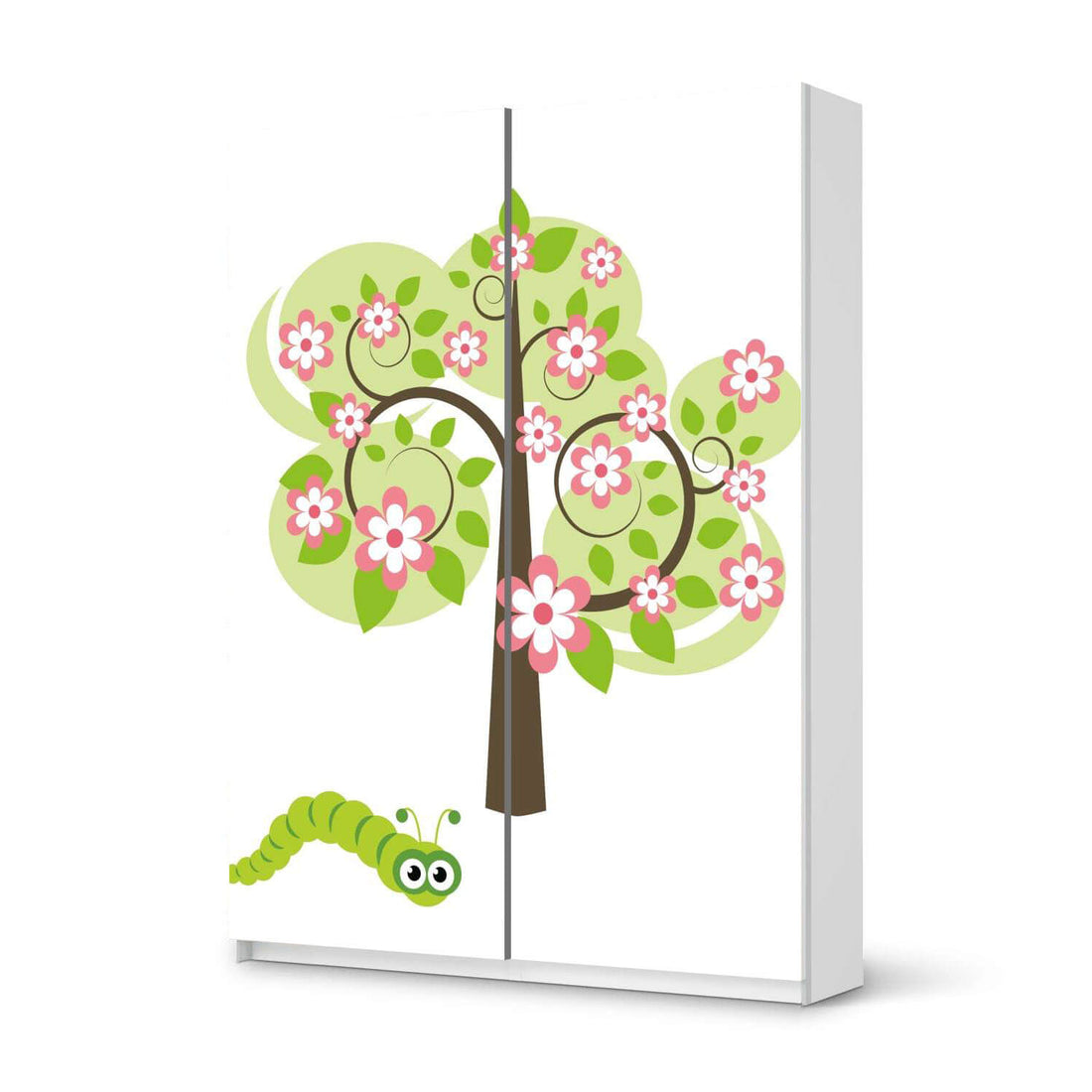 Möbel Klebefolie Blooming Tree - IKEA Pax Schrank 201 cm Höhe - Schiebetür 75 cm - weiss