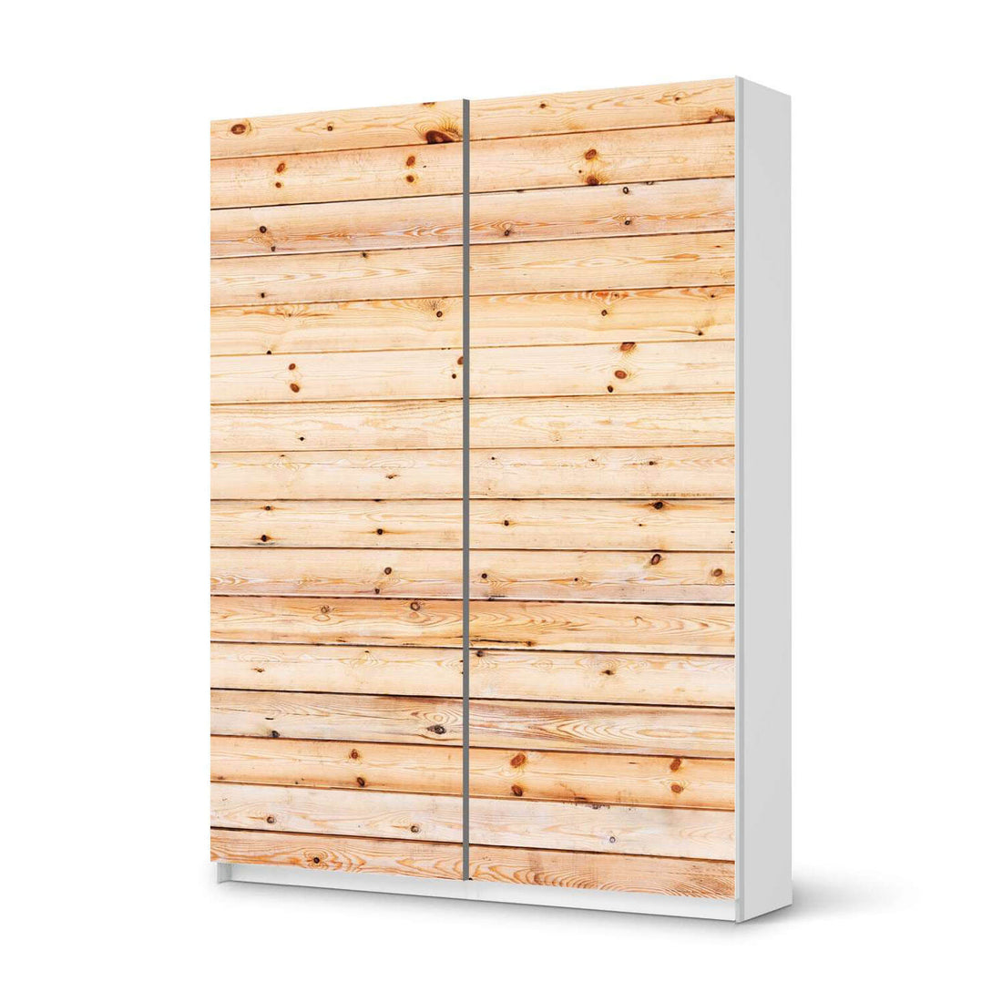 Möbel Klebefolie Bright Planks - IKEA Pax Schrank 201 cm Höhe - Schiebetür 75 cm - weiss