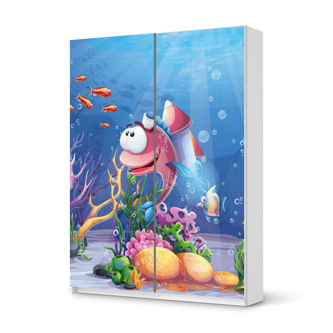 Möbel Klebefolie Bubbles - IKEA Pax Schrank 201 cm Höhe - Schiebetür 75 cm - weiss
