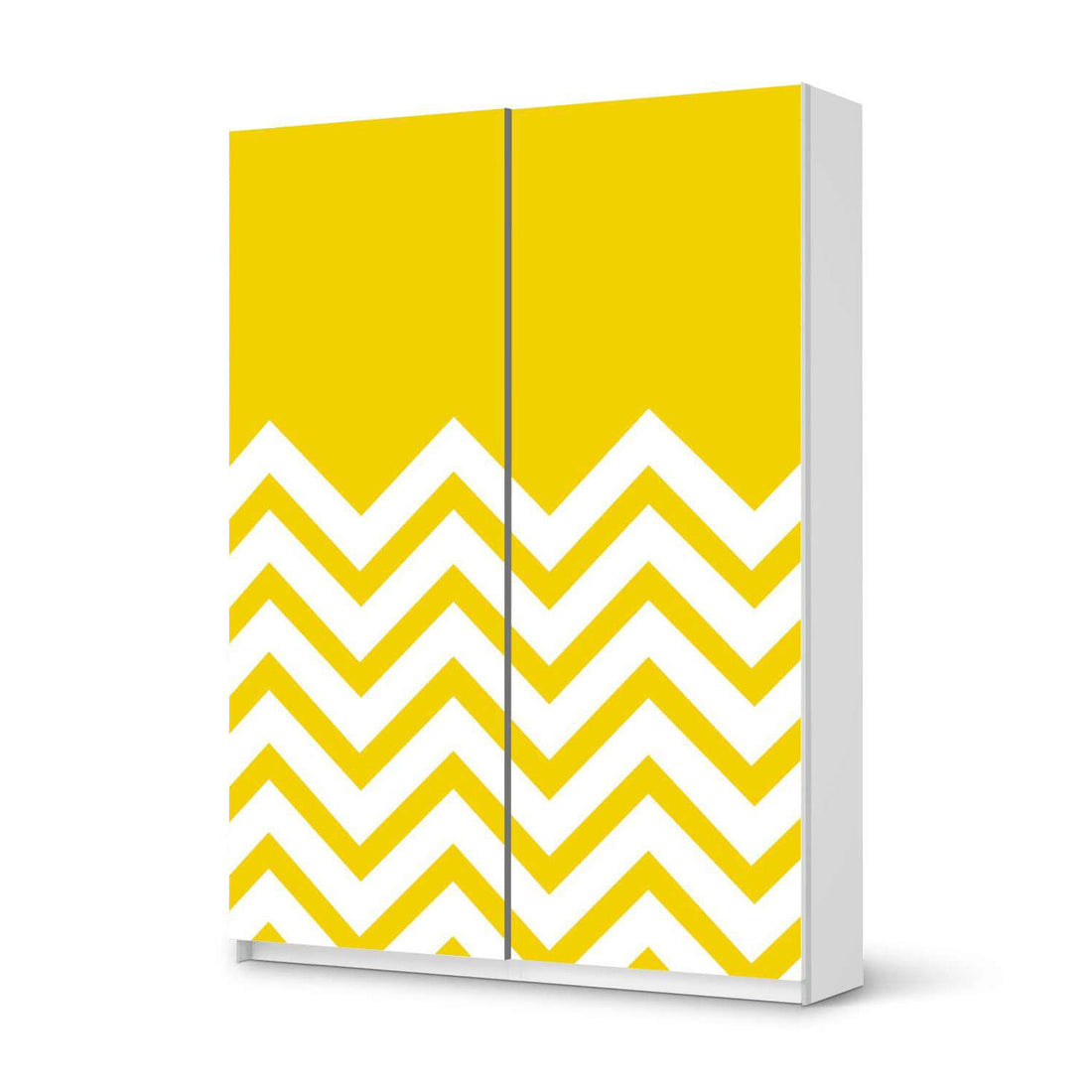 Möbel Klebefolie Gelbe Zacken - IKEA Pax Schrank 201 cm Höhe - Schiebetür 75 cm - weiss