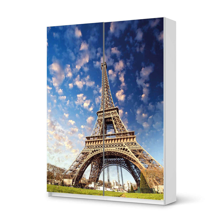 Möbel Klebefolie La Tour Eiffel - IKEA Pax Schrank 201 cm Höhe - Schiebetür 75 cm - weiss