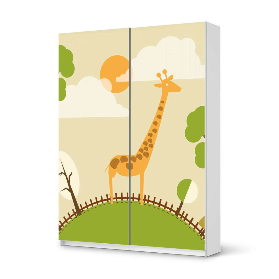 Möbel Klebefolie Mountain Giraffe - IKEA Pax Schrank 201 cm Höhe - Schiebetür 75 cm - weiss