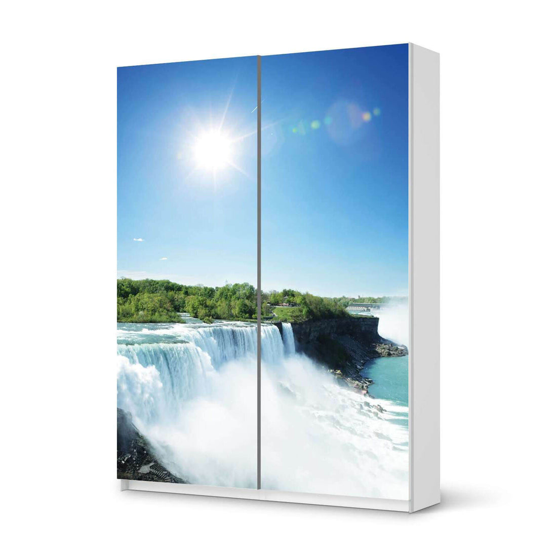 Möbel Klebefolie Niagara Falls - IKEA Pax Schrank 201 cm Höhe - Schiebetür 75 cm - weiss