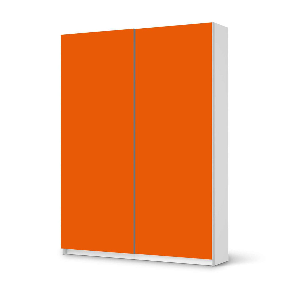 Möbel Klebefolie Orange Dark - IKEA Pax Schrank 201 cm Höhe - Schiebetür 75 cm - weiss