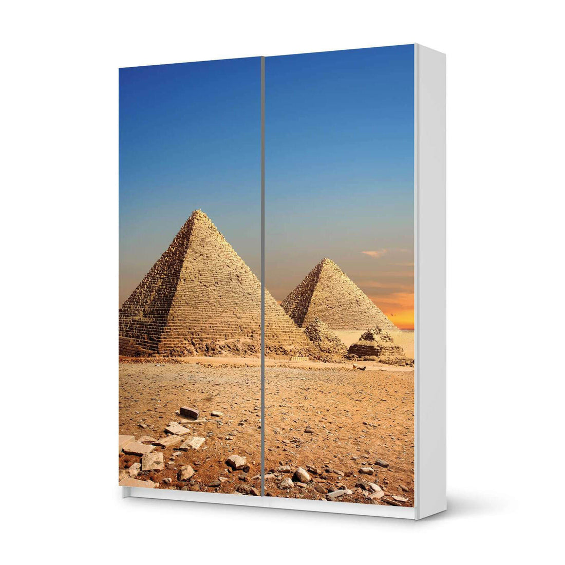 Möbel Klebefolie Pyramids - IKEA Pax Schrank 201 cm Höhe - Schiebetür 75 cm - weiss