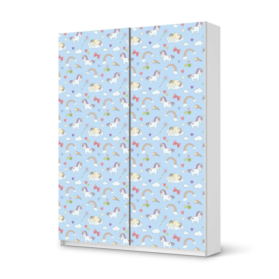 Möbel Klebefolie Rainbow Unicorn - IKEA Pax Schrank 201 cm Höhe - Schiebetür 75 cm - weiss