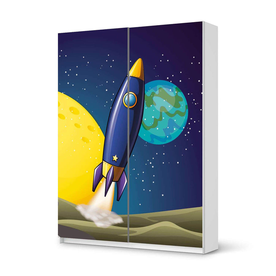 Möbel Klebefolie Space Rocket - IKEA Pax Schrank 201 cm Höhe - Schiebetür 75 cm - weiss