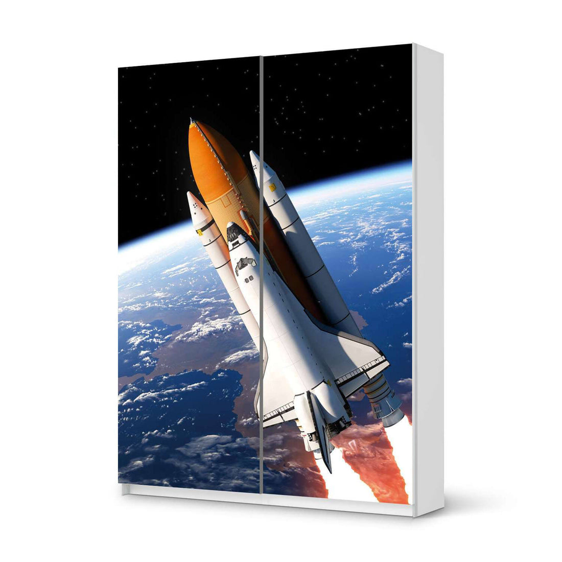 Möbel Klebefolie Space Traveller - IKEA Pax Schrank 201 cm Höhe - Schiebetür 75 cm - weiss