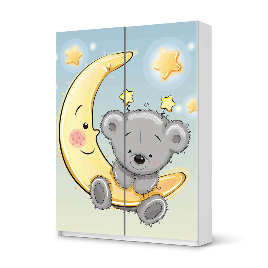 Möbel Klebefolie Teddy und Mond - IKEA Pax Schrank 201 cm Höhe - Schiebetür 75 cm - weiss