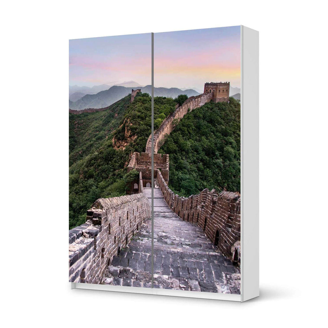 Möbel Klebefolie The Great Wall - IKEA Pax Schrank 201 cm Höhe - Schiebetür 75 cm - weiss