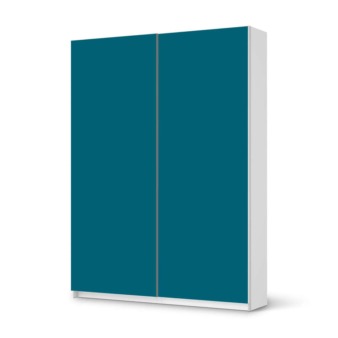 Möbel Klebefolie Türkisgrün Dark - IKEA Pax Schrank 201 cm Höhe - Schiebetür 75 cm - weiss
