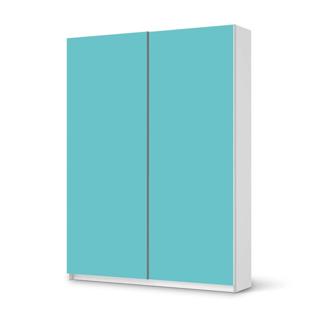 Möbel Klebefolie Türkisgrün Light - IKEA Pax Schrank 201 cm Höhe - Schiebetür 75 cm - weiss
