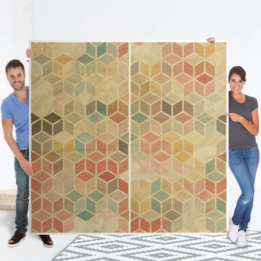 Möbel Klebefolie 3D Retro - IKEA Pax Schrank 201 cm Höhe - Schiebetür - Folie