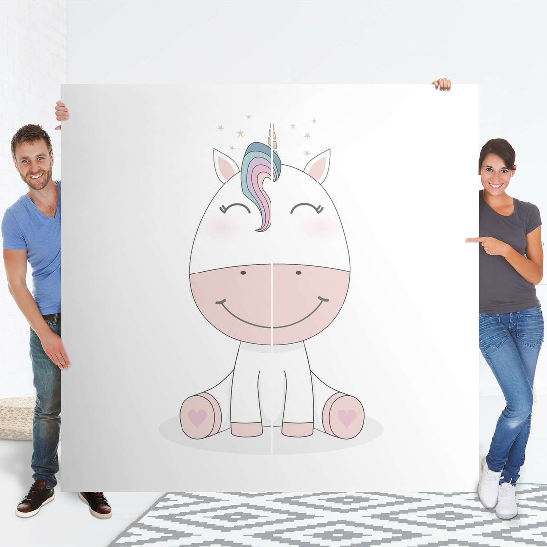 Möbel Klebefolie Baby Unicorn - IKEA Pax Schrank 201 cm Höhe - Schiebetür - Folie