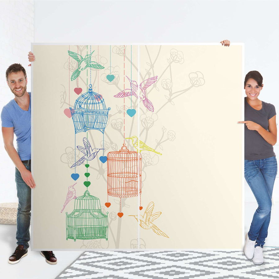 Möbel Klebefolie Birdcage - IKEA Pax Schrank 201 cm Höhe - Schiebetür - Folie