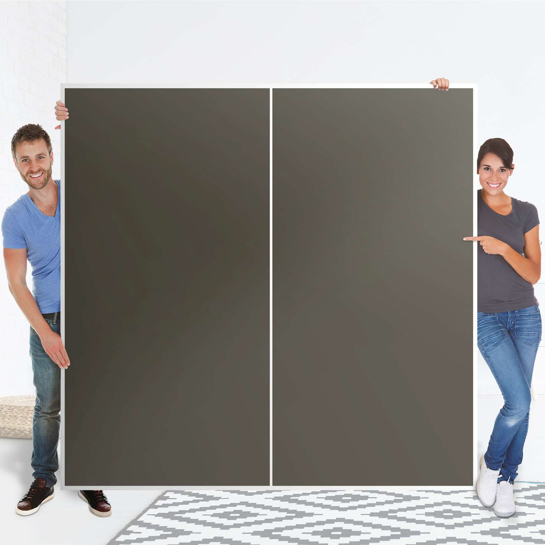 Möbel Klebefolie Braungrau Dark - IKEA Pax Schrank 201 cm Höhe - Schiebetür - Folie