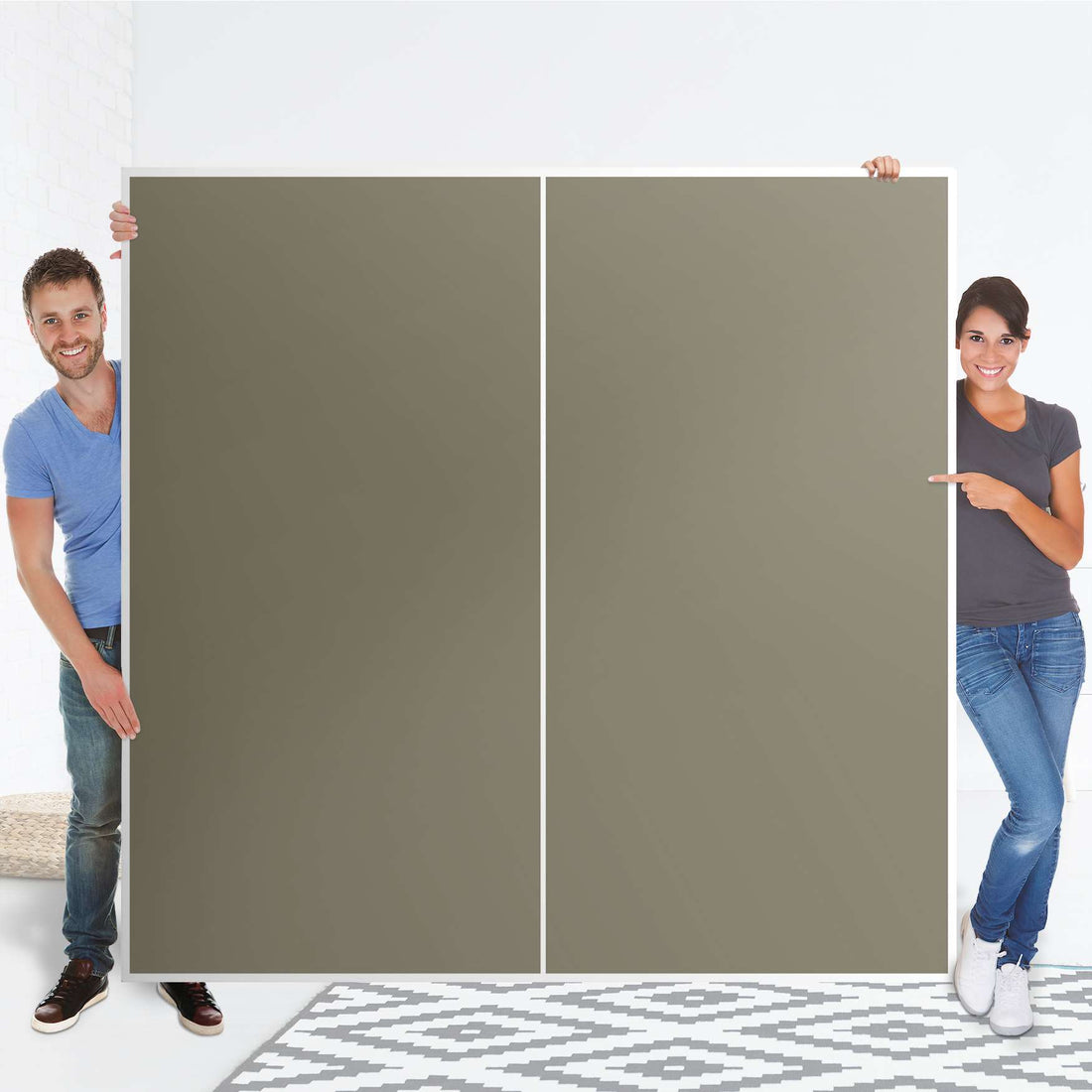 Möbel Klebefolie Braungrau Light - IKEA Pax Schrank 201 cm Höhe - Schiebetür - Folie