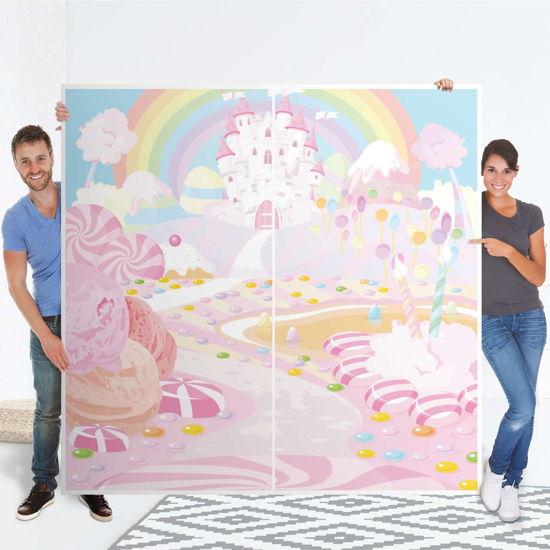 Möbel Klebefolie Candyland - IKEA Pax Schrank 201 cm Höhe - Schiebetür - Folie