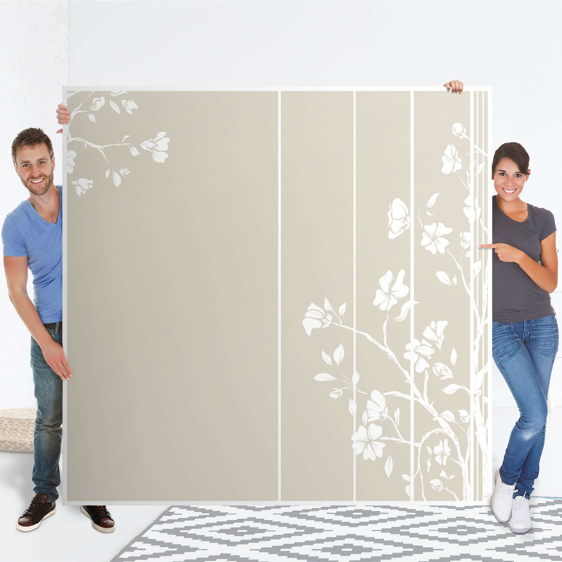 Möbel Klebefolie Florals Plain 3 - IKEA Pax Schrank 201 cm Höhe - Schiebetür - Folie