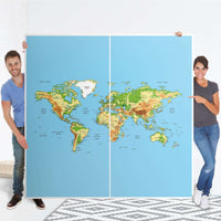 Möbel Klebefolie Geografische Weltkarte - IKEA Pax Schrank 201 cm Höhe - Schiebetür - Folie