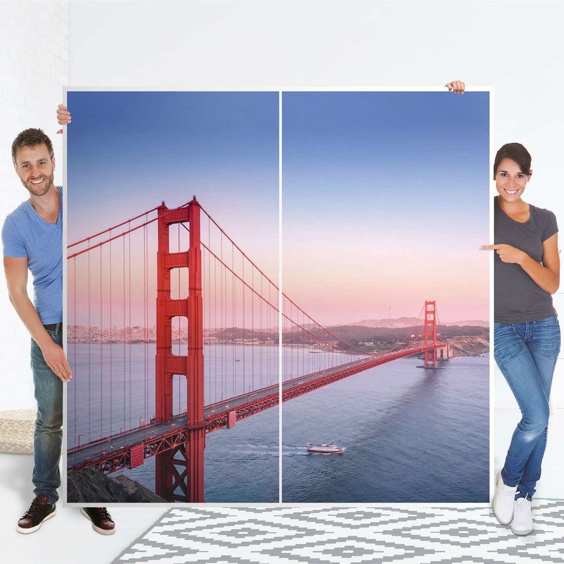Möbel Klebefolie Golden Gate - IKEA Pax Schrank 201 cm Höhe - Schiebetür - Folie