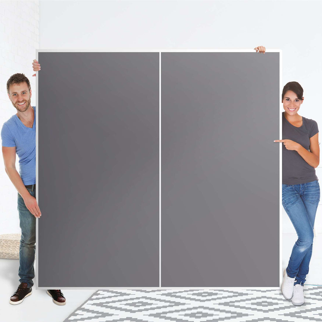 Möbel Klebefolie Grau Light - IKEA Pax Schrank 201 cm Höhe - Schiebetür - Folie
