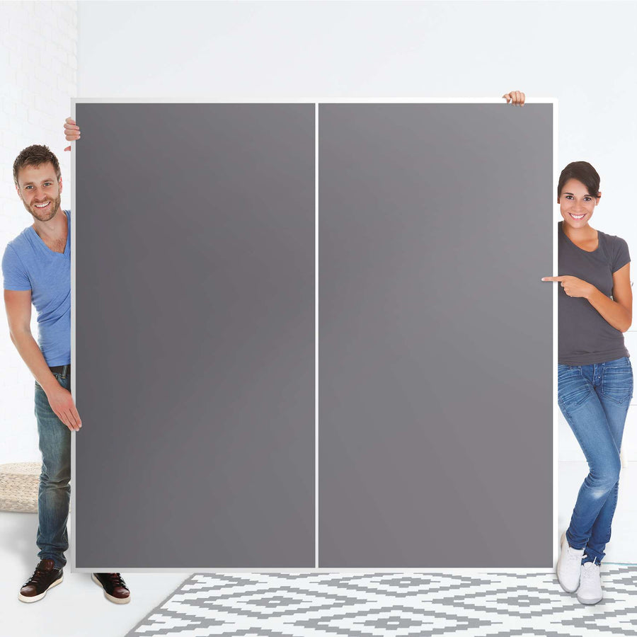 Möbel Klebefolie Grau Light - IKEA Pax Schrank 201 cm Höhe - Schiebetür - Folie