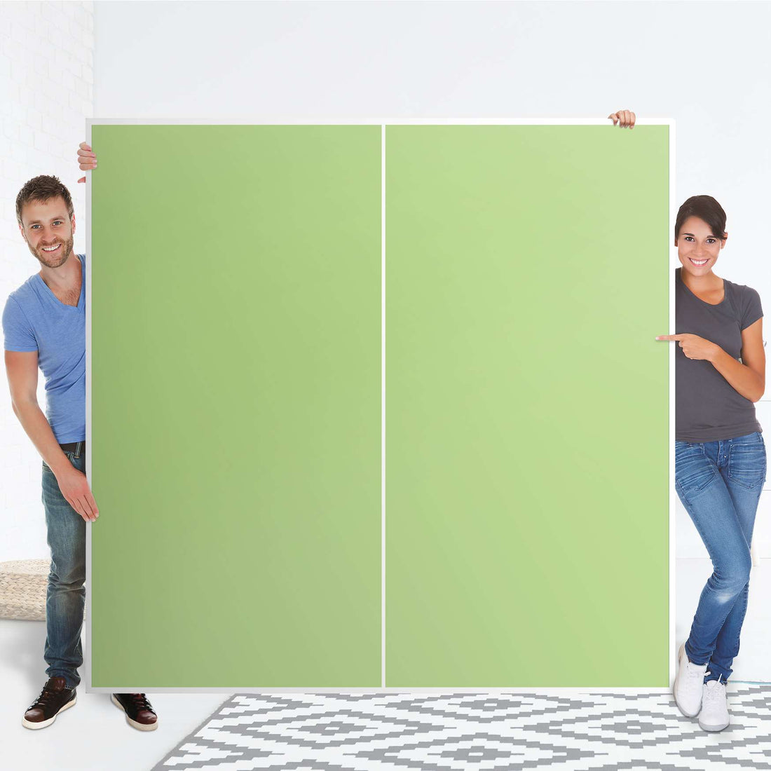 Möbel Klebefolie Hellgrün Light - IKEA Pax Schrank 201 cm Höhe - Schiebetür - Folie