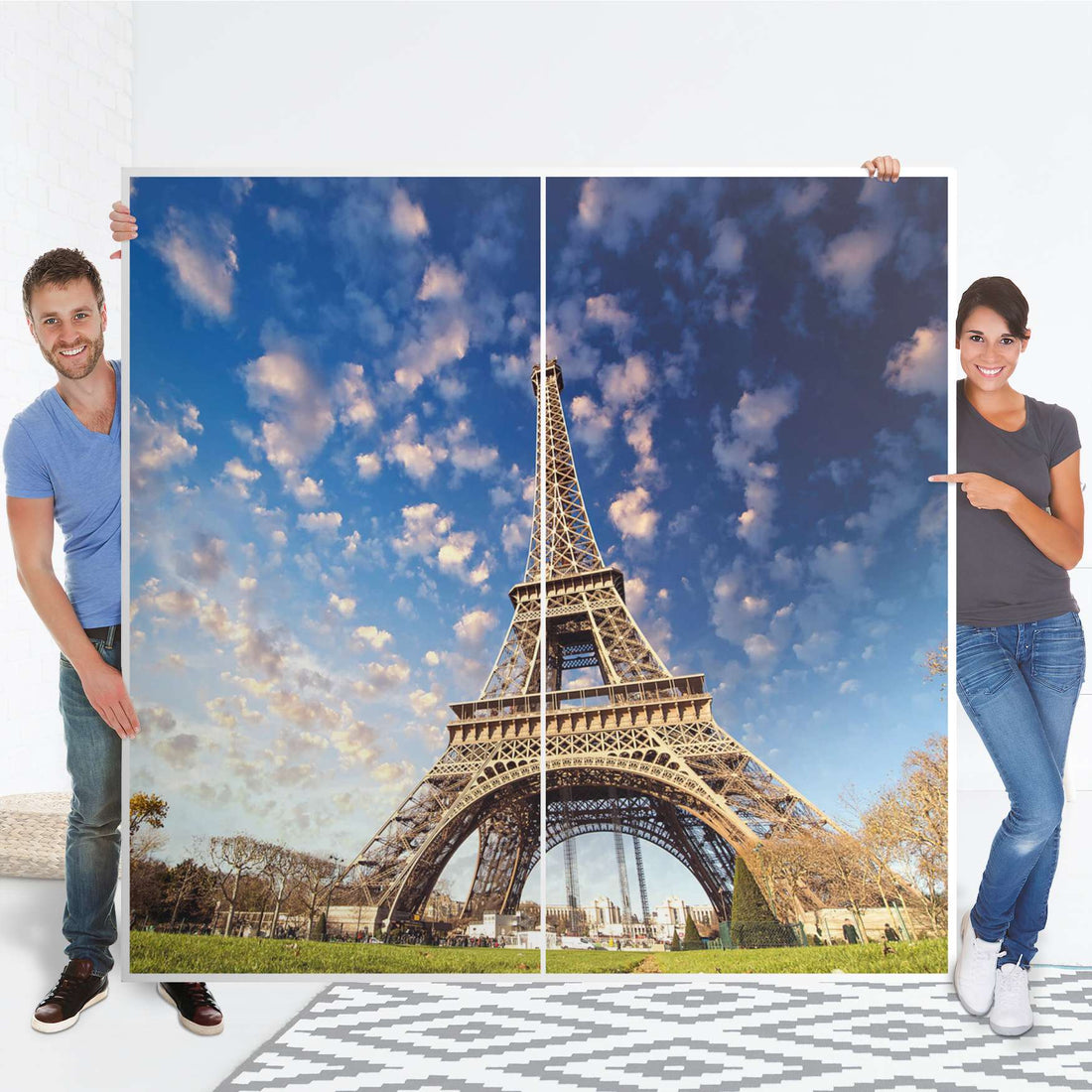 Möbel Klebefolie La Tour Eiffel - IKEA Pax Schrank 201 cm Höhe - Schiebetür - Folie