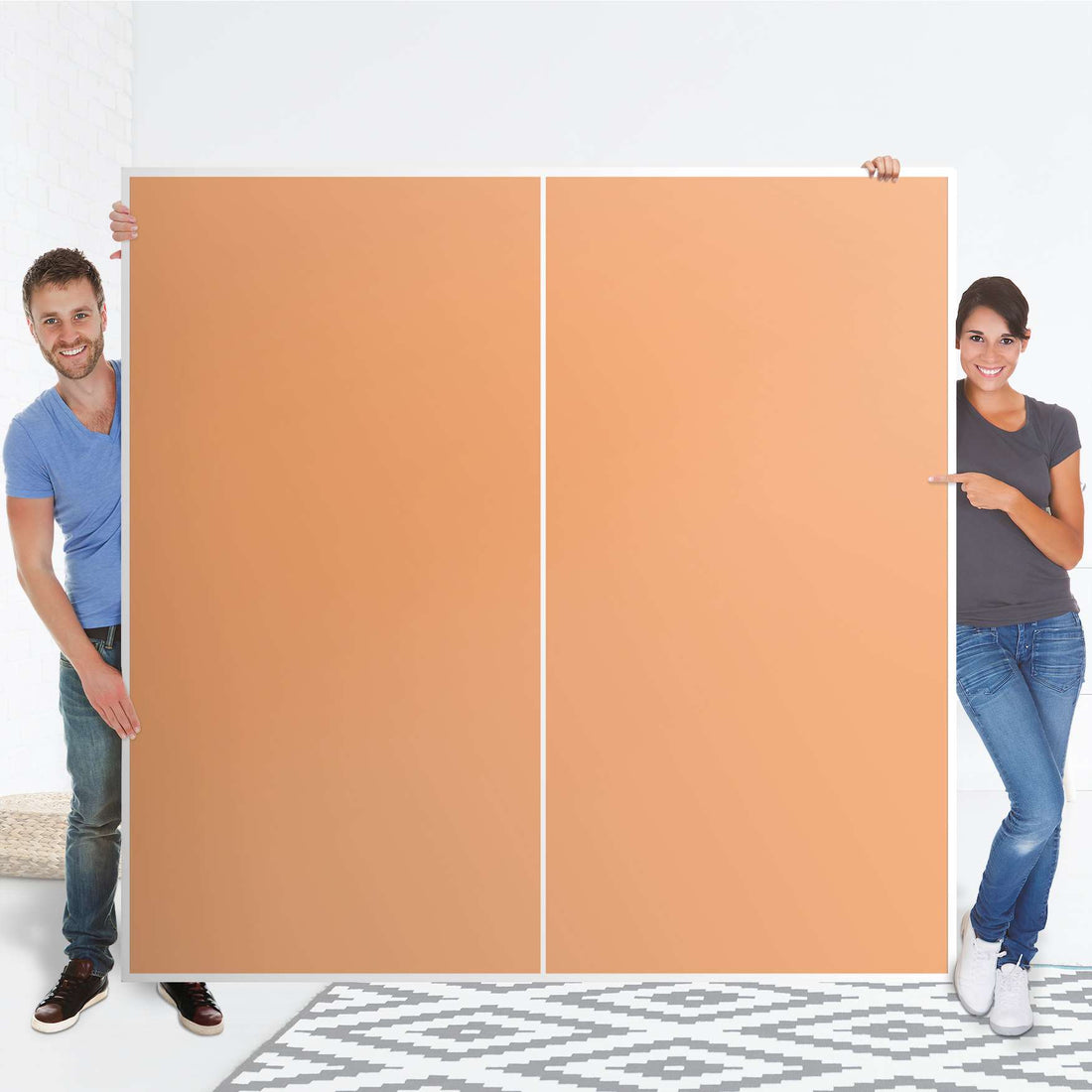 Möbel Klebefolie Orange Light - IKEA Pax Schrank 201 cm Höhe - Schiebetür - Folie