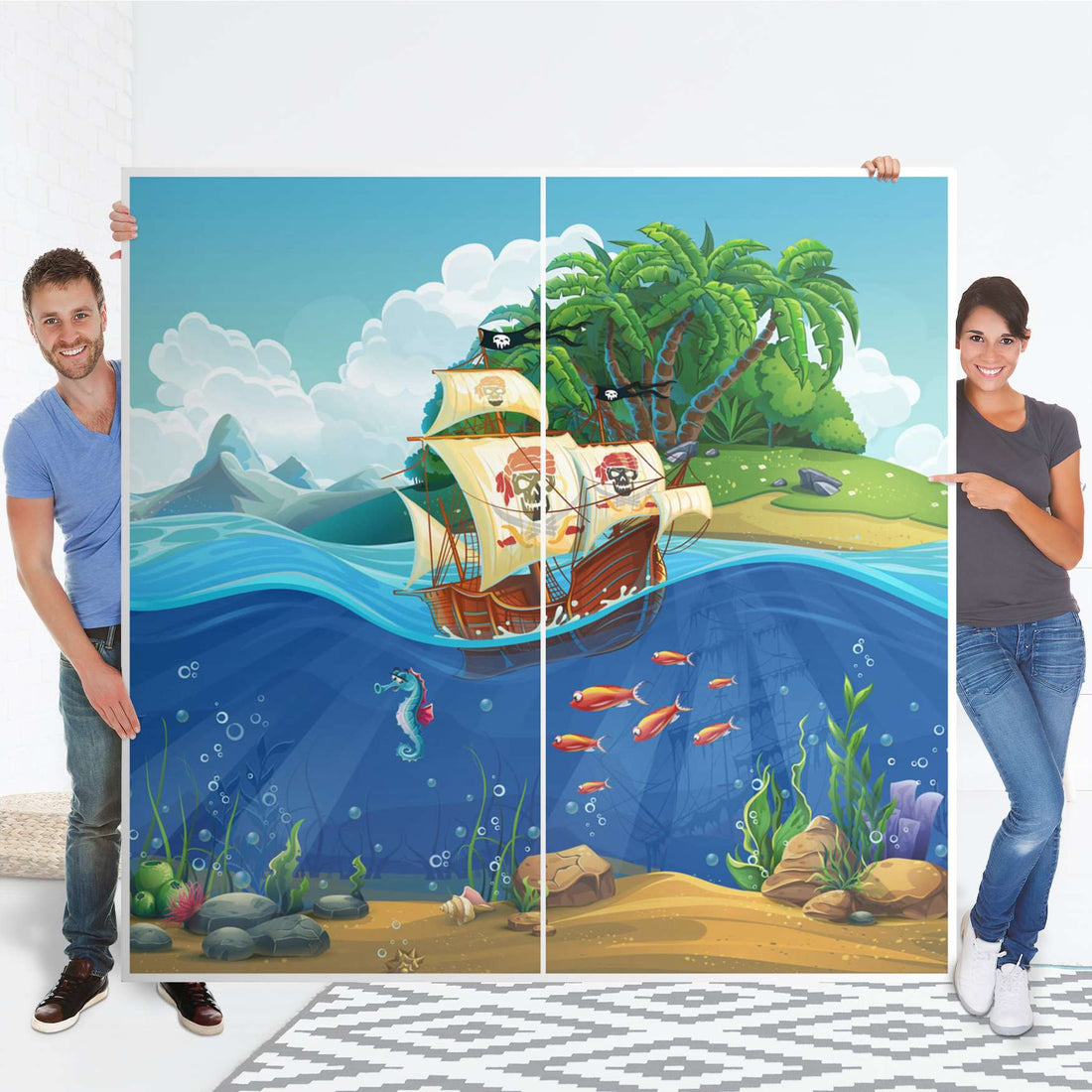 Möbel Klebefolie Pirates - IKEA Pax Schrank 201 cm Höhe - Schiebetür - Folie
