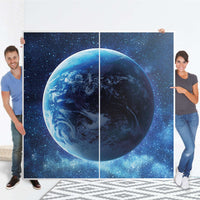 Möbel Klebefolie Planet Blue - IKEA Pax Schrank 201 cm Höhe - Schiebetür - Folie