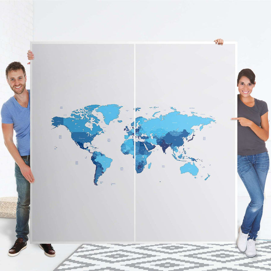 Möbel Klebefolie Politische Weltkarte - IKEA Pax Schrank 201 cm Höhe - Schiebetür - Folie