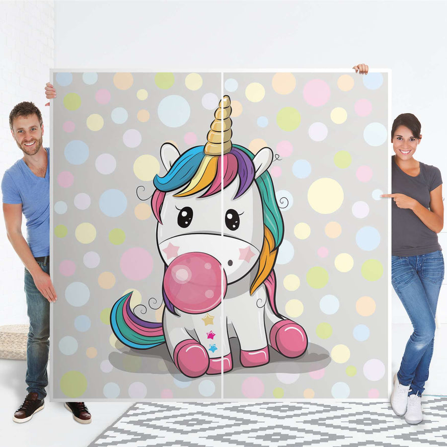 Möbel Klebefolie Rainbow das Einhorn - IKEA Pax Schrank 201 cm Höhe - Schiebetür - Folie