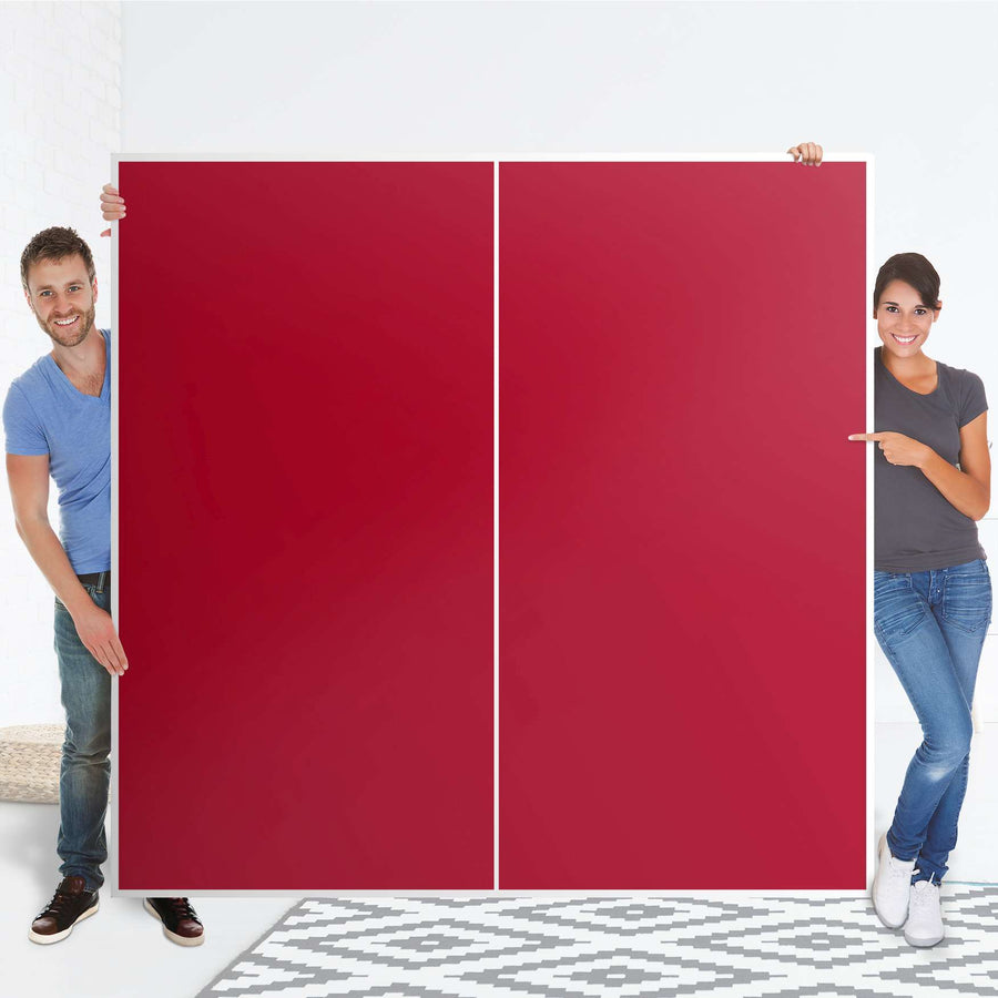 Möbel Klebefolie Rot Dark - IKEA Pax Schrank 201 cm Höhe - Schiebetür - Folie