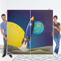 Möbel Klebefolie Space Rocket - IKEA Pax Schrank 201 cm Höhe - Schiebetür - Folie