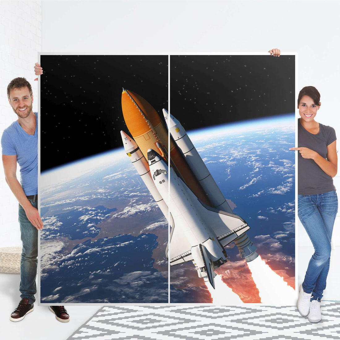 Möbel Klebefolie Space Traveller - IKEA Pax Schrank 201 cm Höhe - Schiebetür - Folie