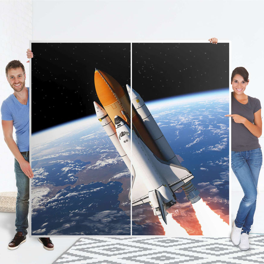 Möbel Klebefolie Space Traveller - IKEA Pax Schrank 201 cm Höhe - Schiebetür - Folie