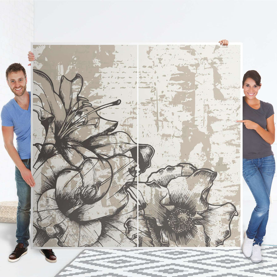 Möbel Klebefolie Styleful Vintage 1 - IKEA Pax Schrank 201 cm Höhe - Schiebetür - Folie